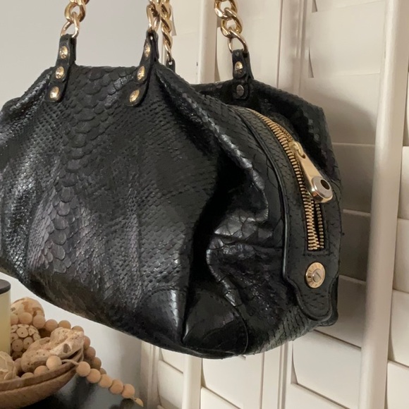 3-fer Vintage Henri Bendel Black WEST 57th Box Barrel Bag, wristlet & mirror - Picture 5 of 17